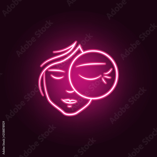 wrinkles on the eyes neon icon. Elements of antiaging set. Simple icon for websites, web design, mobile app, info graphics