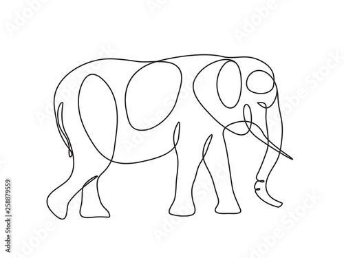 Canvas Print elephant Continuous line drawing