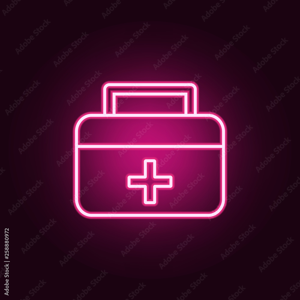 First aid kit neon icon. Elements of Blood donation set. Simple icon for websites, web design, mobile app, info graphics First aid kit neon icon. Elements of Blood donation set. Simple icon for websites, web design, mobile app, info graphics