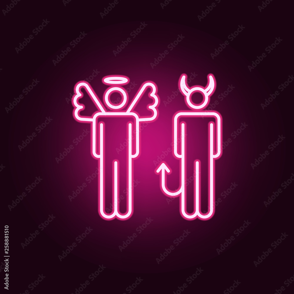 angel and devil neon icon. Elements of conceptual figures set. Simple icon for websites, web design, mobile app, info graphics