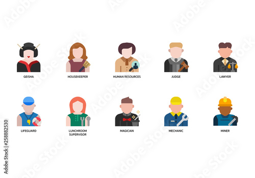 Jobs and occupations icons set