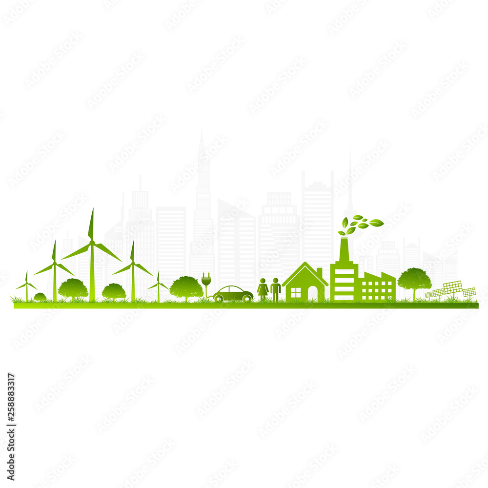 Fototapeta premium Ecology concept and Environmental ,Banner design elements for sustainable energy development, Vector illustration