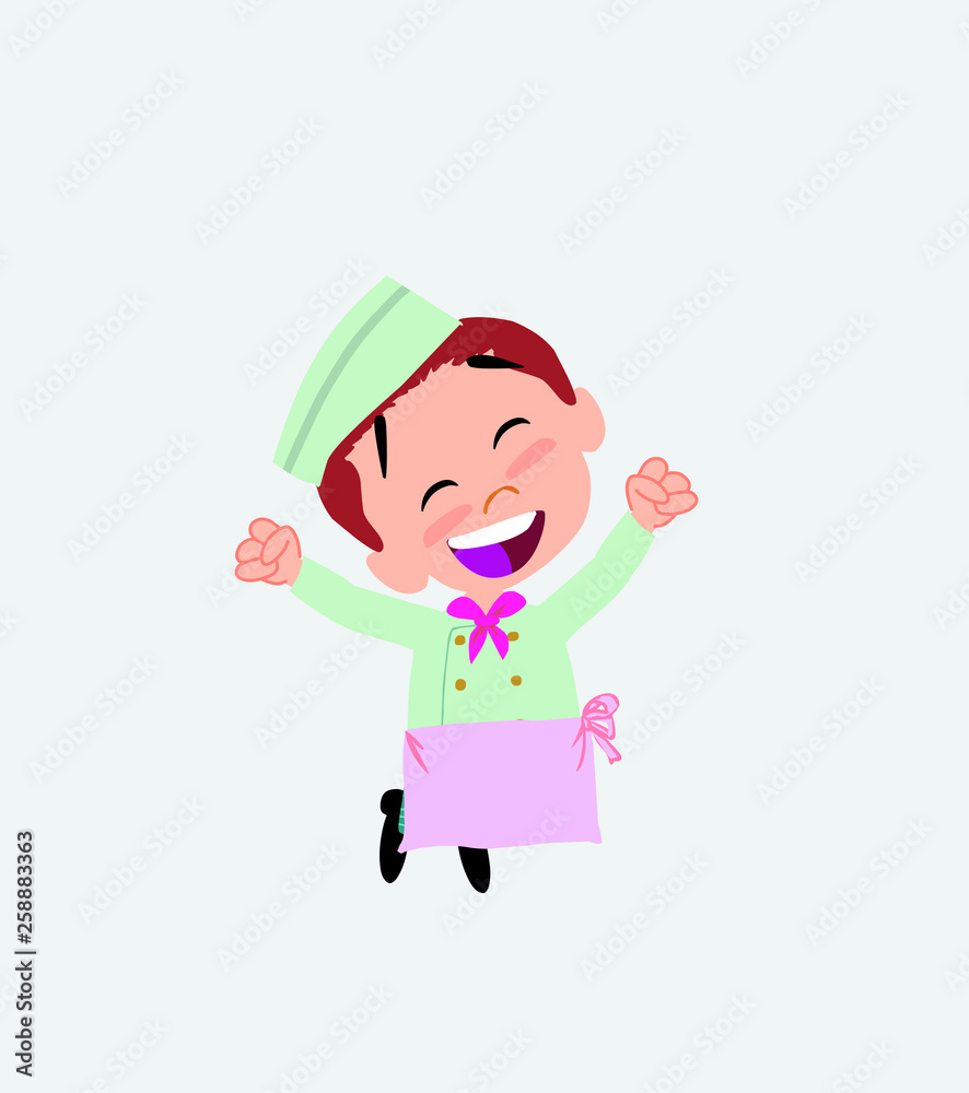 Chef jumping for joy. Chef jumping for joy.