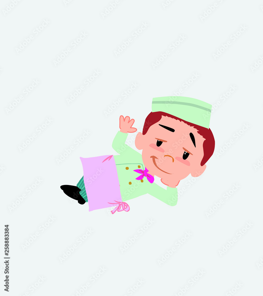 Chef lying, greets with a dreamy expression. Chef lying, greets with a dreamy expression.