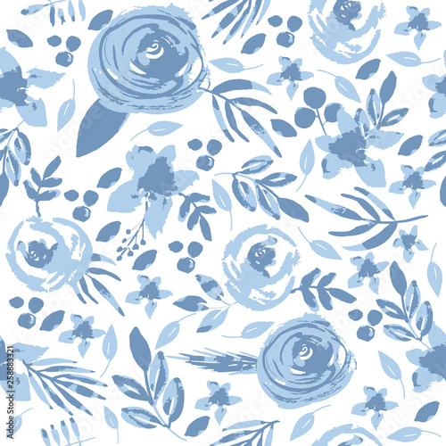 Dusty Blue Watercolor Seamless Pattern