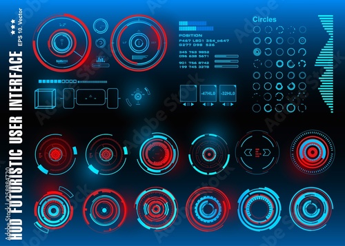 Sci-fi futuristic hud blue dashboard display virtual reality technology screen