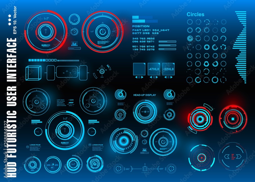 Sci-fi futuristic hud blue dashboard display virtual reality technology screen Sci-fi futuristic hud blue dashboard display virtual reality technology screen