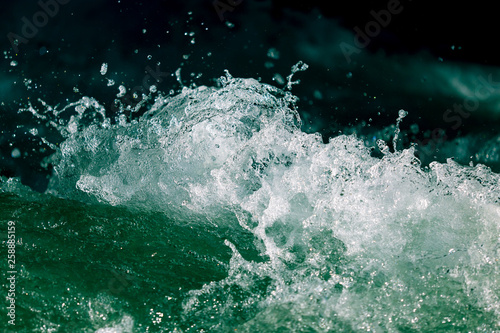 Splashes of water from the waves in the sea