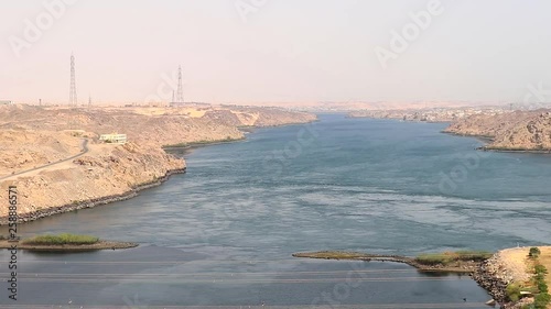 View of the Nile River from the Aswan Dam, in Aswan, Egypt