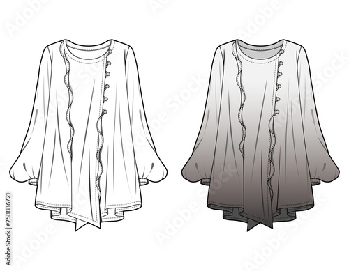 Blouse fashion flat sketch template