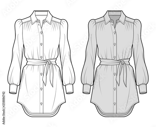 Blouse fashion flat sketch template