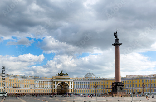 view of the Palace square in St. Petersburg, Stella, General staff building, people on the square