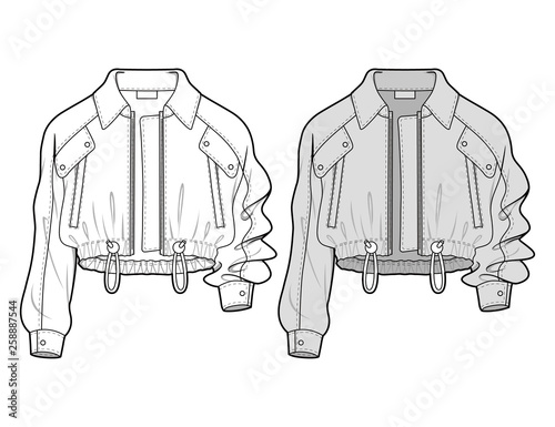 Outer Jacke fashion flat sketch template