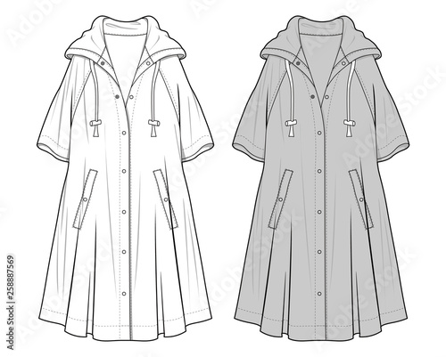 Outer Jacke fashion flat sketch template