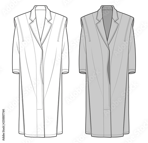 Outer Jacke fashion flat sketch template