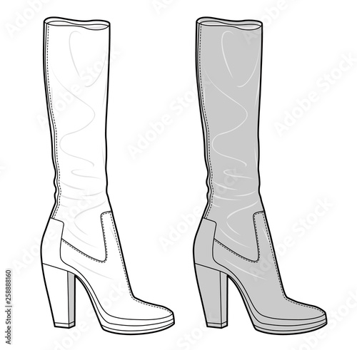 SHOES footwear design fashion flat sketch template