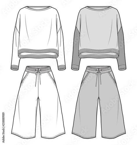 SWEATER SET fashion flat sketch template