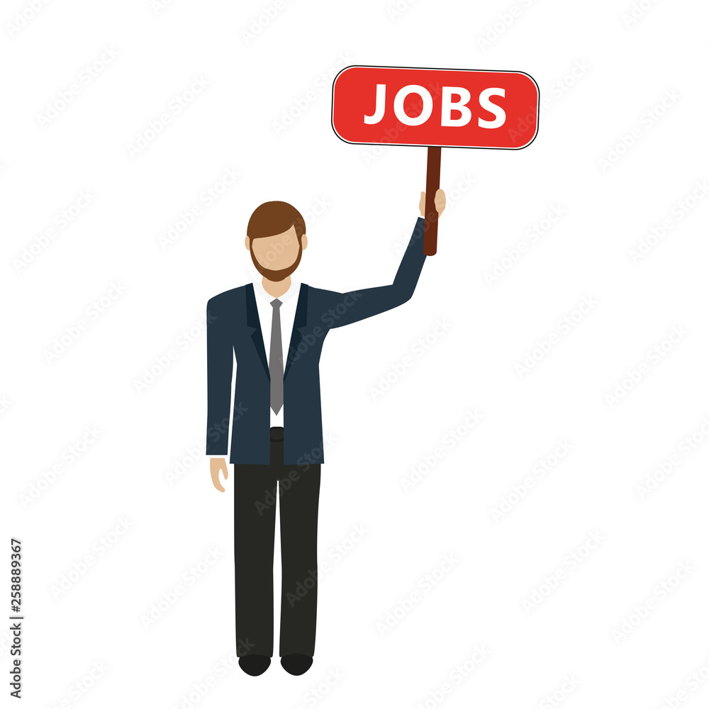 business man with jobs sign in hand vector illustration EPS10 business man with jobs sign in hand vector illustration EPS10