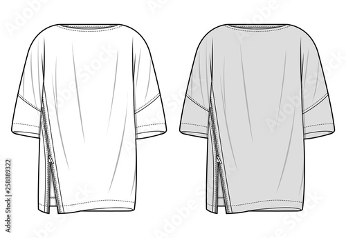 WOVEN TOP fashion flat sketch template