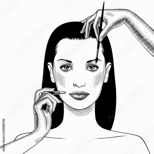 American pretty girls. Beauty concept. Female portrait. Great for avatars. Fashion, beauty. Vector Illustration of Woman.