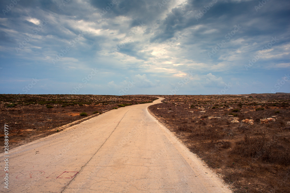 Road in the Lampedusa countryside