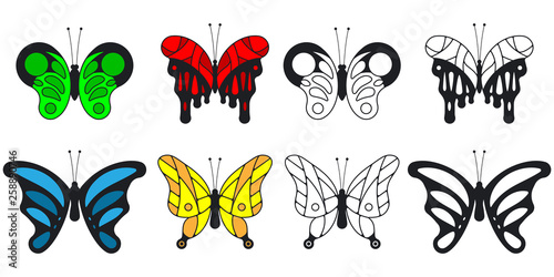 Butterfly vector cartoon set isolated on a white background. © Roi_and_Roi