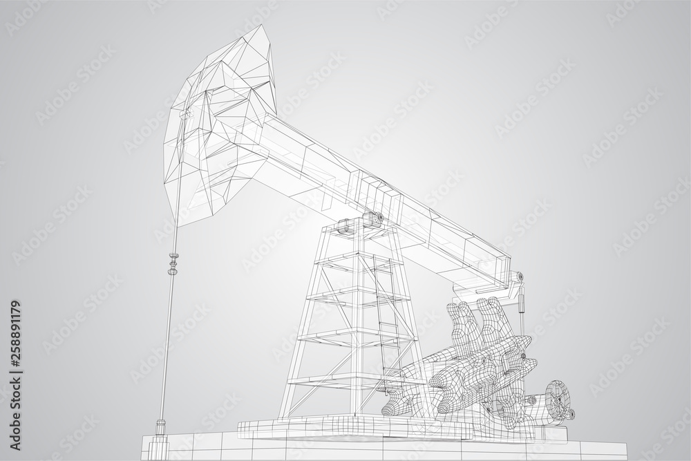 Fototapeta premium oil derrick. vector 3d object. mining of minerals.