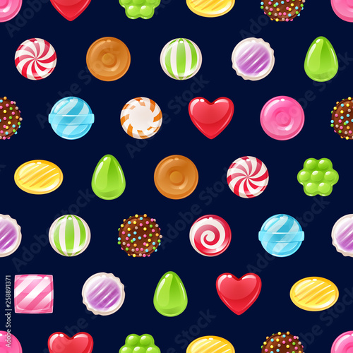 Colorful candies sweets icons background - vector illustration.