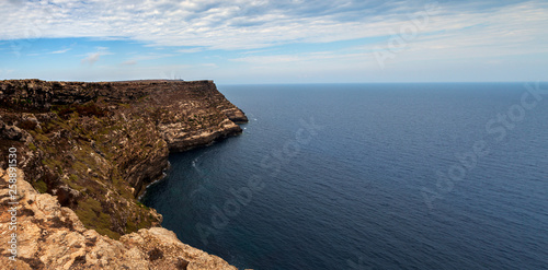 View of the scenic cliff coast of Lampedusa