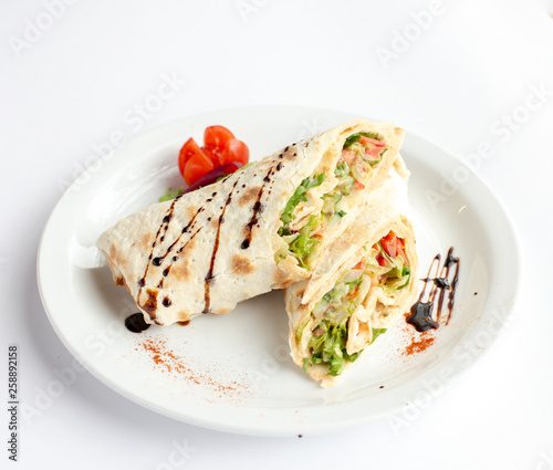 veggie roll on white plate
