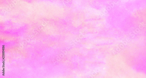 Bright romantic aquarelle painted subtle pink watercolor canvas for design, invitation card, vintage template. Ink effect light magenta color shades gradient illustration on textured paper background