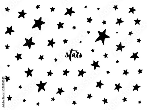 Set of black hand drawn vector stars © qilli