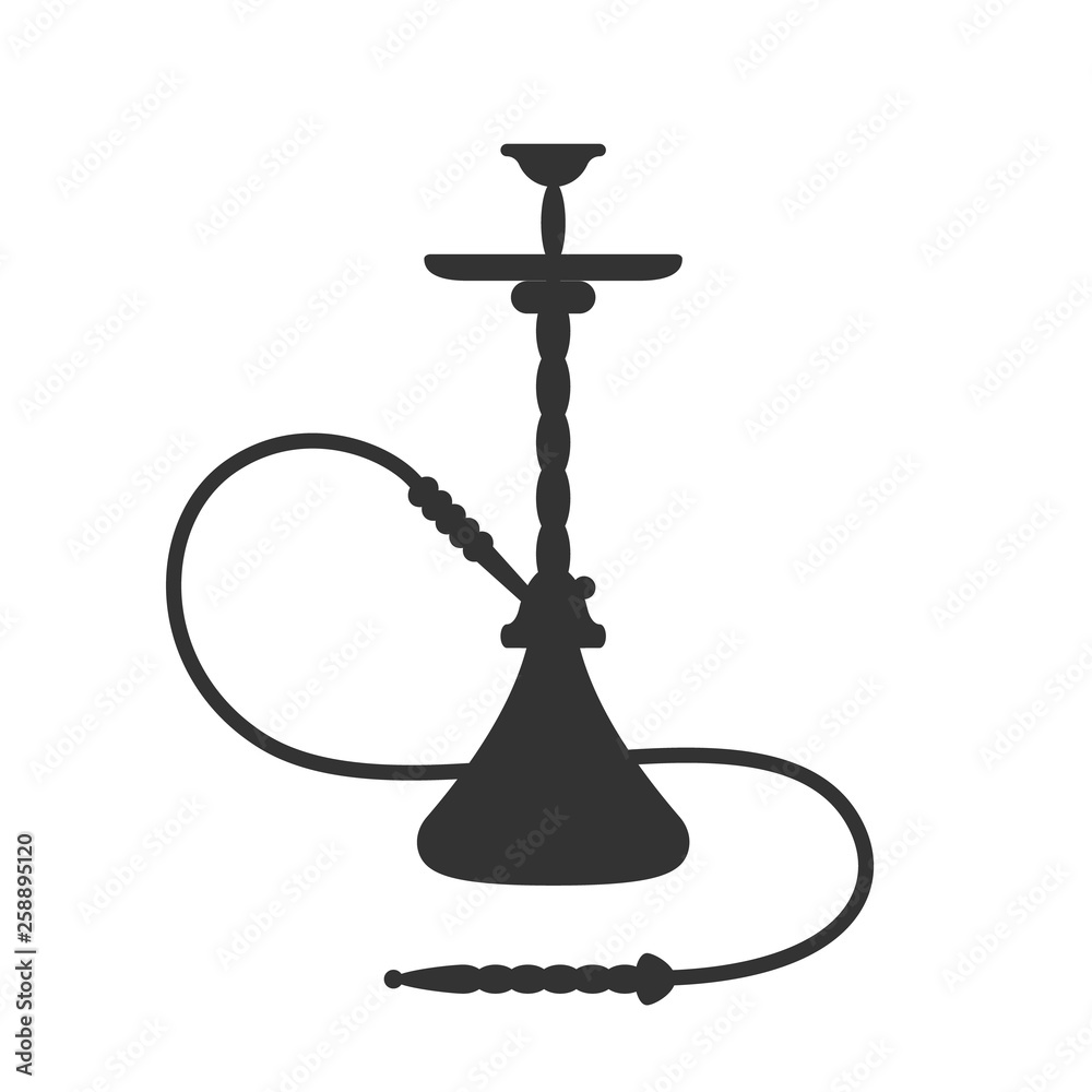 Vector Hookah silhouette icon. Shishas smoking hookah pipes. Sign Isolated on white background. Vector Hookah silhouette icon. Shishas smoking hookah pipes. Sign Isolated on white background.