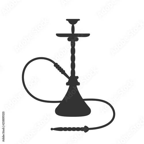 Vector Hookah silhouette icon. Shishas smoking hookah pipes. Sign Isolated on white background.