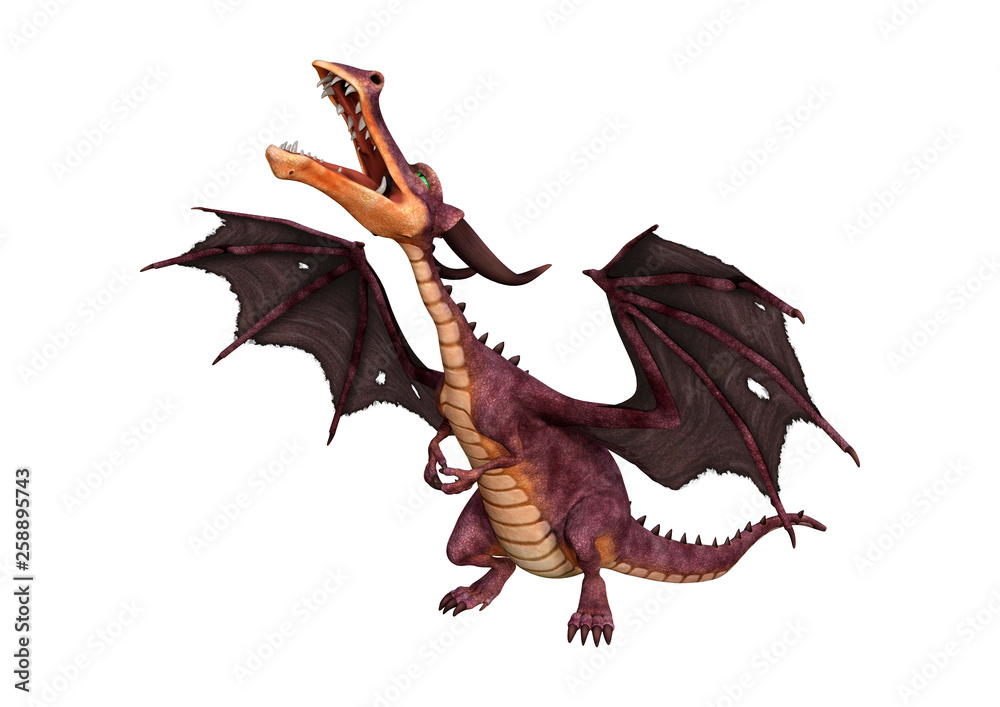 3D Rendering Fairy Tale Dragon on White 3D Rendering Fairy Tale Dragon on White