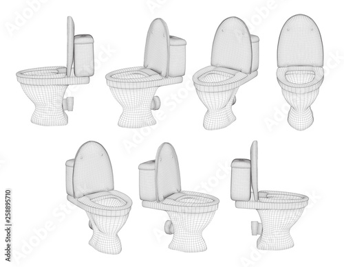 3d vector white toilet with cistern. ready element for the design of advertising plumbing