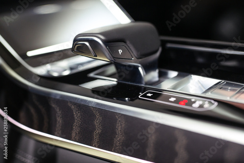 Modern shift gear in luxury car interior © zorandim75
