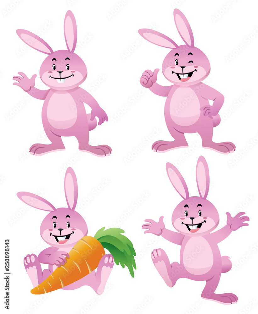 easter bunny cartoon set