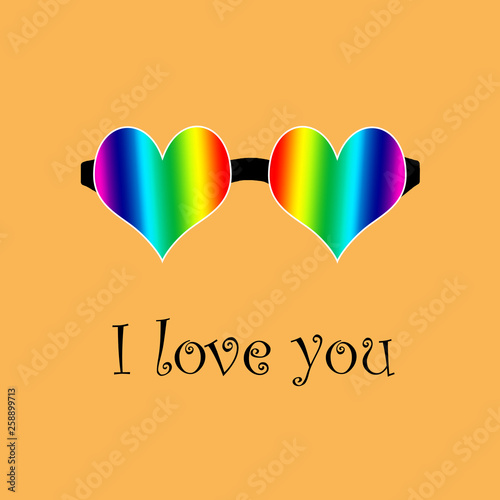 Rainbow Heart Sunglasses Fashion Illustration I Love You Valentine's Day Template photo