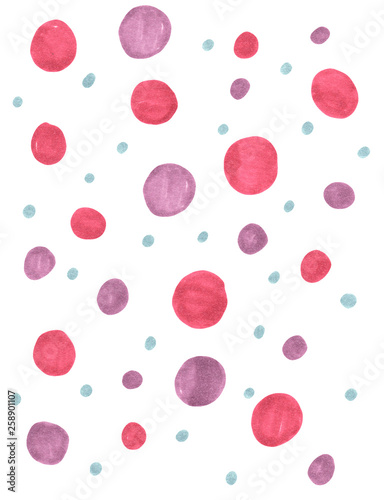 illustration markers a simple print of circles purple pink gray-blue. hand drawn