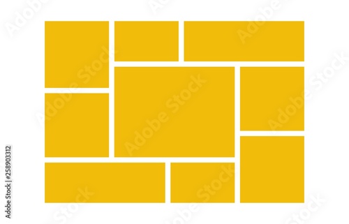 Photo collage. Frame for photos, pictures, parts, illustrations. Mood board concept. Template design for board and branding presentation. Poster frames mock up.