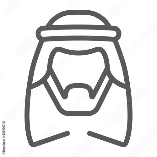 Arab line icon, male and muslim, arabian man sign, vector graphics, a linear pattern on a white background.