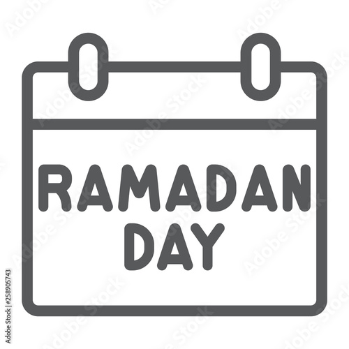 Ramadan calendar line icon, date and islam, ramadam day sign, vector graphics, a linear pattern on a white background.