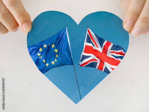 European Union and UK flags, Brexit EU concept photo