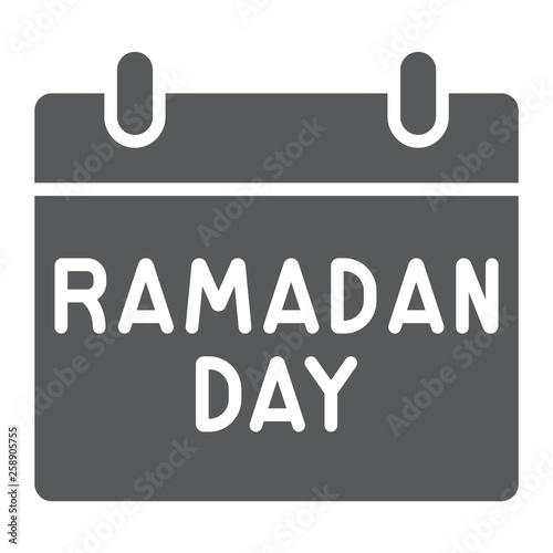 Ramadan calendar glyph icon, date and islam, ramadam day sign, vector graphics, a solid pattern on a white background.