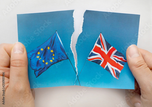 European Union and UK flags, Brexit EU concept photo