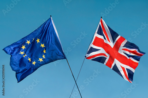 European Union and UK flags, Brexit EU concept
