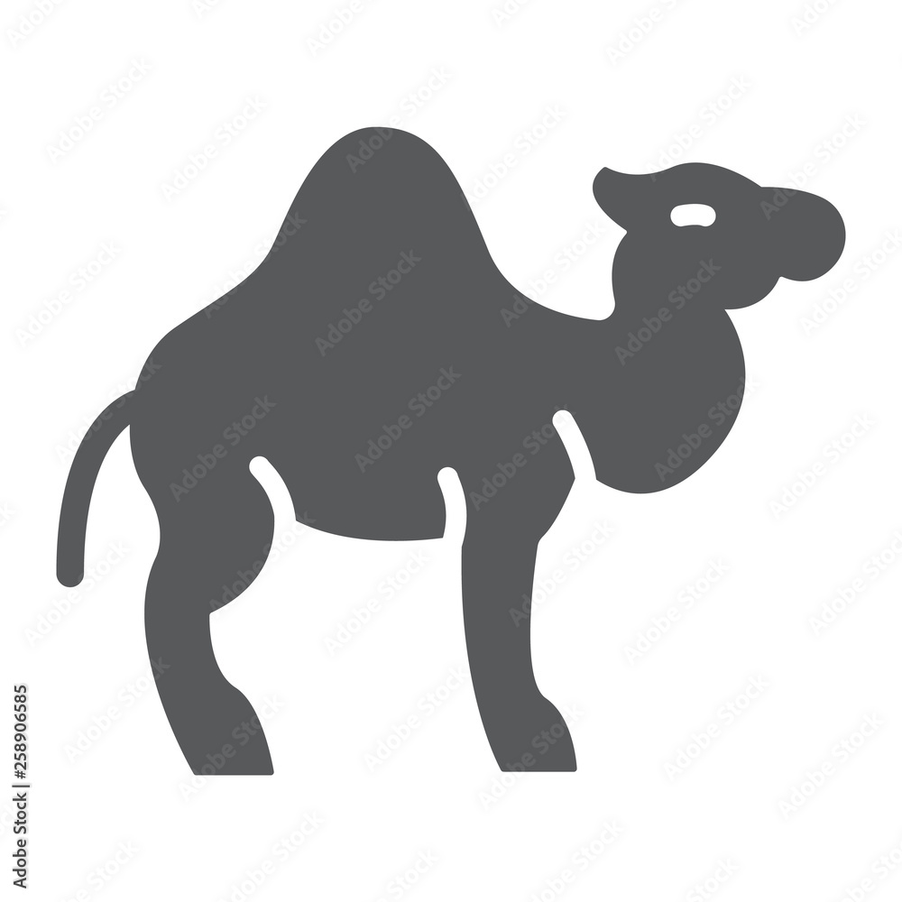 Fototapeta premium Camel glyph icon, arab and animal, mammal sign, vector graphics, a solid pattern on a white background.
