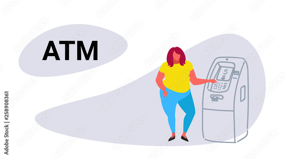 fat obese woman using atm machine fatty girl withdrawing cash automatic teller machine concept overweight female cartoon character full length sketch doodle horizontal fat obese woman using atm machine fatty girl withdrawing cash automatic teller machine concept overweight female cartoon character full length sketch doodle horizontal