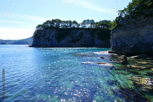 三陸復興国立公園の観光名所、浄土ヶ浜。宮古 岩手 日本。９月下旬。
